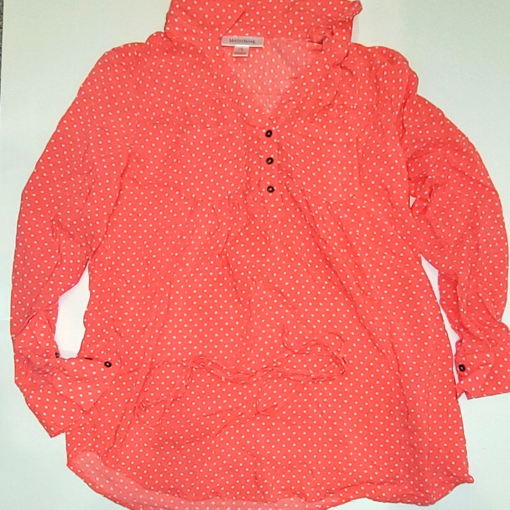 Pink Polka Dot Maternity Blouse